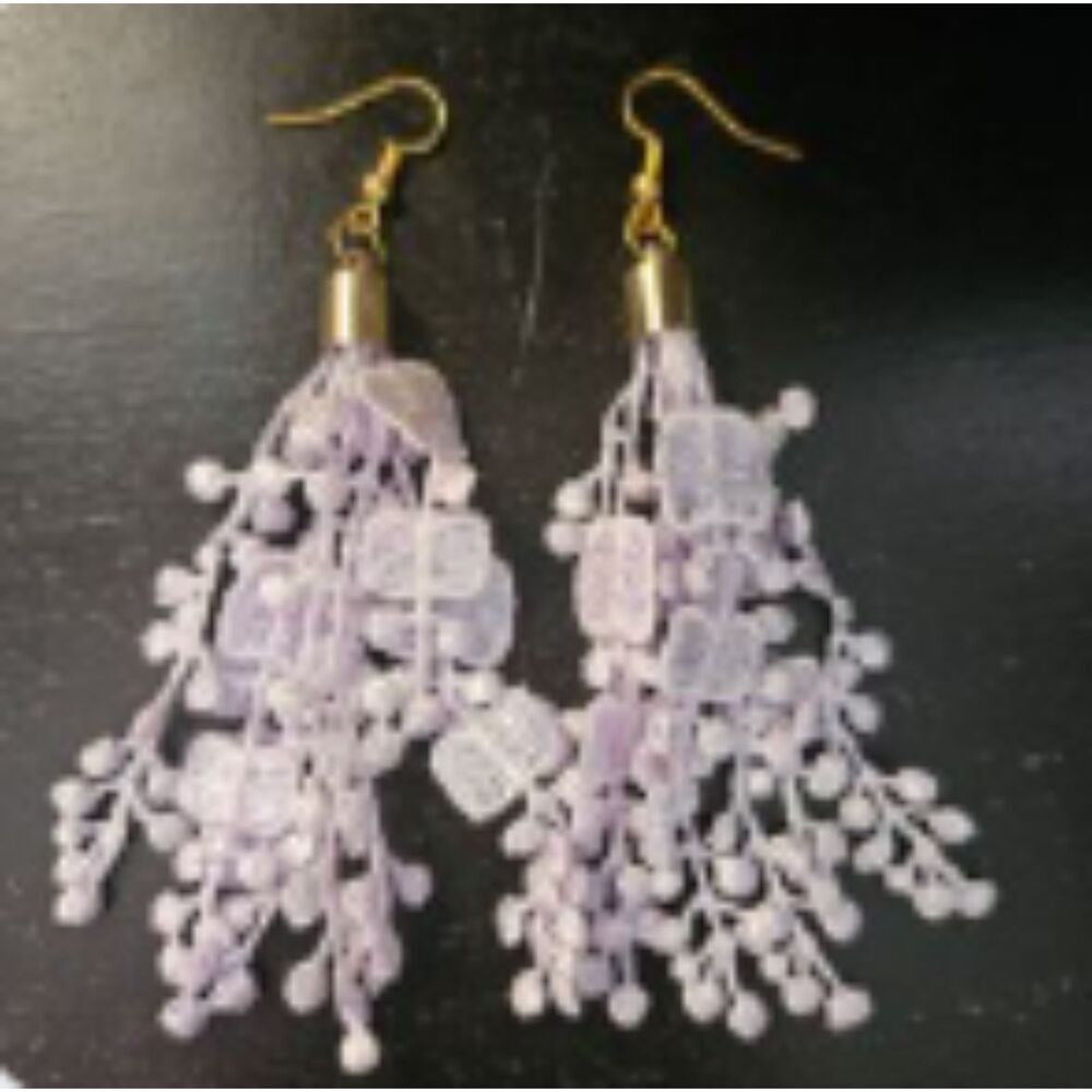 Lilac Lace 1.5" Dangle Earrings Handmade Light Purple New Women's Kid's Jewelry